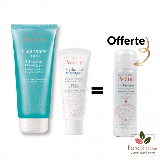 AVENE PACK CLEANANCE GEL NETTOYANT 200ML + HYDRANCE LÉGÈRE + EAU THERMALE 5OML OFFERTE