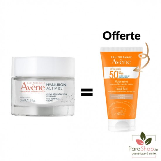 AVENE PACK HYALURON ACTIV B3 Creme + Fluide teinté SPF 50+ OFFERT