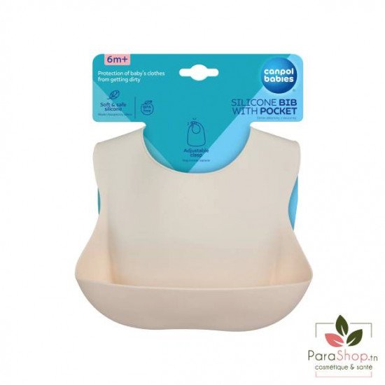 CANPOL BABIES BAVOIR SILICONE AVEC POCHE - Creme - 51/030