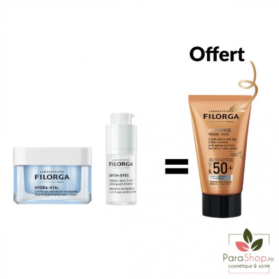 FILORGA PACK HYDRA HYAL CREME GEL + OPTIM-EYES + UV BRONZE OFFERT