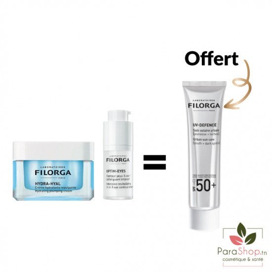 FILORGA PACK HYDRA HYAL CREME + OPTIM-EYES + UV DEFENCE OFFERT