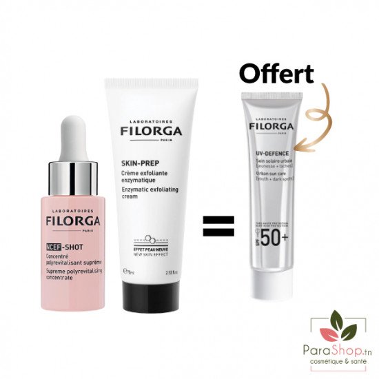 FILORGA PACK NCEF-SHOT15ML + SKIN-PREP Creme Exfoliante + UV DEFENCE OFFERT