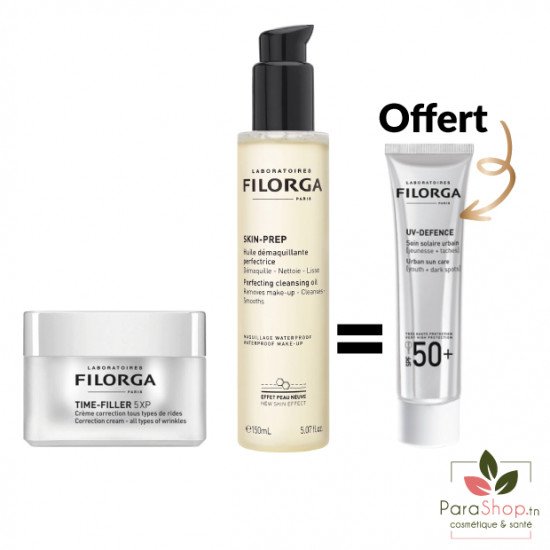 FILORGA PACK TIME-FILLER 5XP CRÈME + SKIN-PREP Huile Demaquillante + UV DEFENCE OFFERT