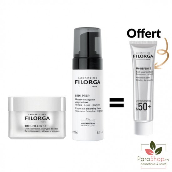 FILORGA PACK TIME-FILLER 5XP CRÈME + SKIN-PREP Mousse Nettoyante + UV DEFENCE OFFERT