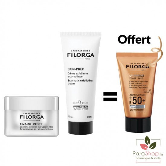 FILORGA PACK TIME-FILLER 5XP GEL CRÈME + SKIN-PREP Creme Exfoliante + UV BRONZE OFFERT