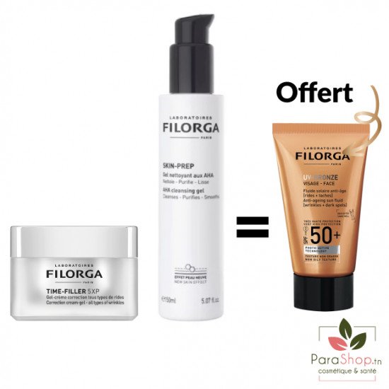 FILORGA PACK TIME-FILLER 5XP GEL CRÈME + SKIN-PREP Gel Nettoyant + UV BRONZE OFFERT