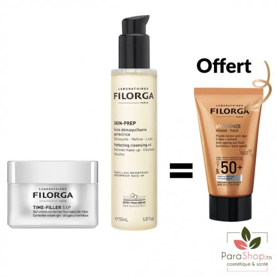 FILORGA PACK TIME-FILLER 5XP GEL CRÈME + SKIN-PREP Huile Demaquillante + UV BRONZE OFFERT