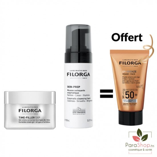 FILORGA PACK TIME-FILLER 5XP GEL CRÈME + SKIN-PREP Mousse Nettoyante + UV BRONZE OFFERT