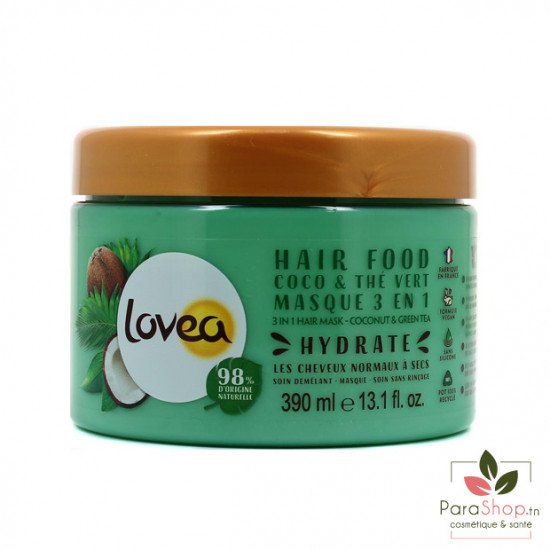 LOVEA HAIR FOOD MASQUE 3 EN 1 COCO & THE VERT CHEVEUX NORMAUX 390ML