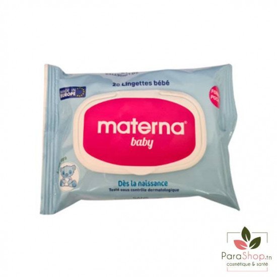 MATERNA BABY LINGETTES BLEUES FORMAT POCKET 20