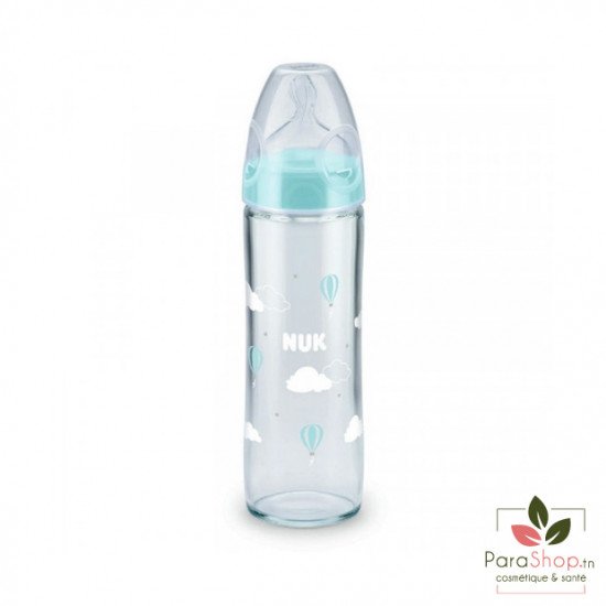 NUK First choice Biberon Verre Temperature Control 0-6M 240ML - Nuages