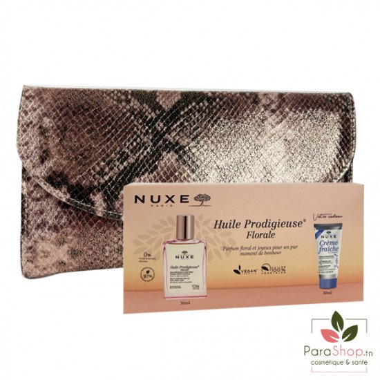 NUXE POCHETTE HUILE PRODIGIEUSE FLORALE 30ML + Crème Fraîche 3EN1 30ML OFFERTE 