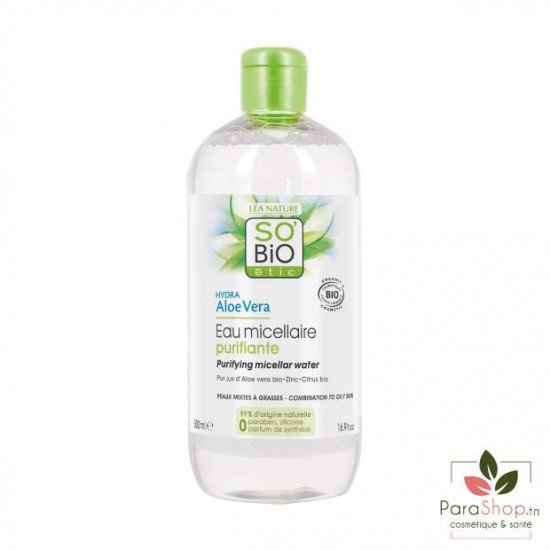 SO BIO HYDRA ALOE VERA EAU MICELLAIRE PURIFIANTE 500ML