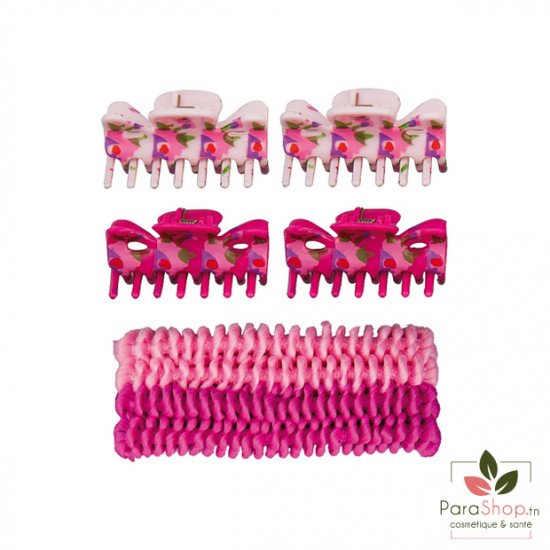 TITANIA 4 Pinces Cheveux + 4 Rubans Cheveux Rose  - 8009 GIRL