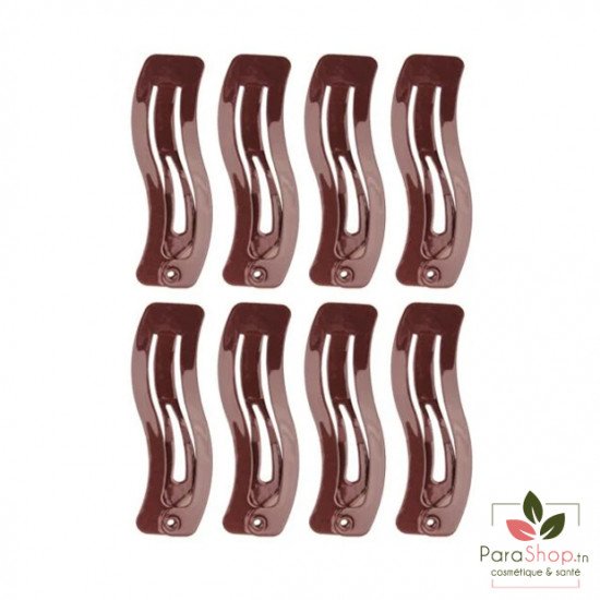 TITANIA 8 Clips a Cheveux Wave Marron 4CM - 7883 B