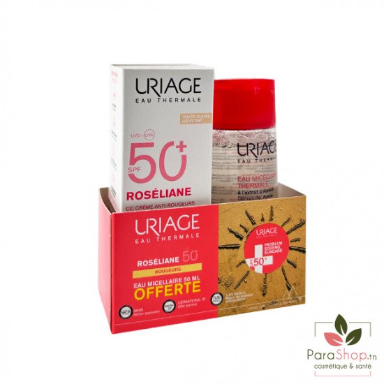 URIAGE DUO ROSELIANE CC CREME SPF50+ TEINTE CLAIRE + EAU MICELLAIRE 100ML OFFERTE