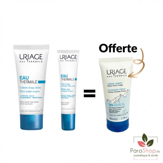 URIAGE PACK EAU THERMALE CREME D’EAU RICHE + Contour Des Yeux + Creme Lavante 50ml OFFERTE