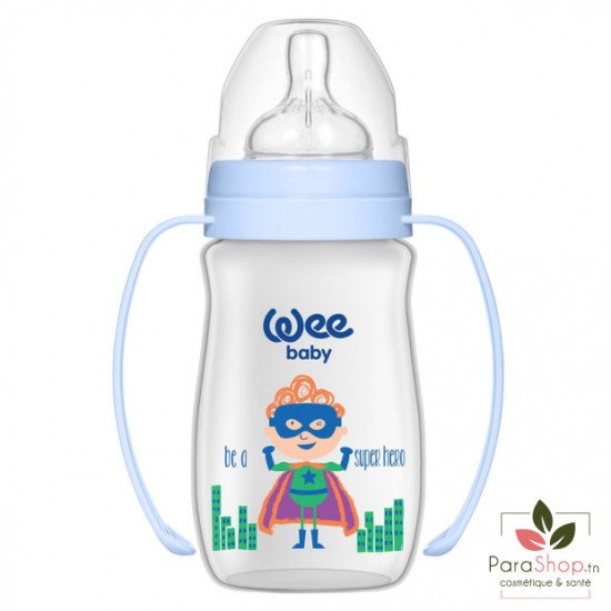 WEE BABY BIBERON PP COL LARGE AVEC ANSES 0-6M 250ML - 138