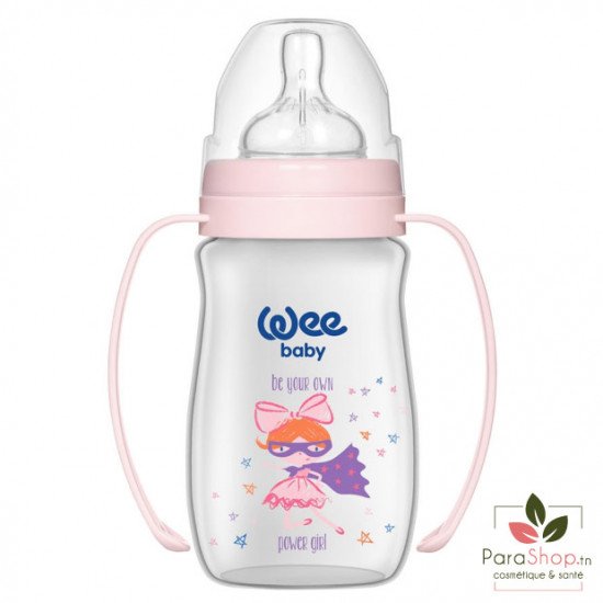 WEE BABY BIBERON PP COL LARGE AVEC ANSES 0-6M 250ML - 138