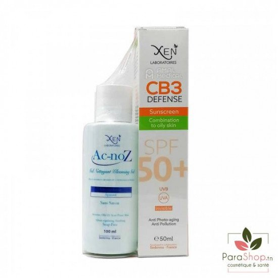 XEN DUO CB3 DEFENCE ECRAN SOLAIRE PG 50ML + Ac-noz Gel nettoyant 100ML